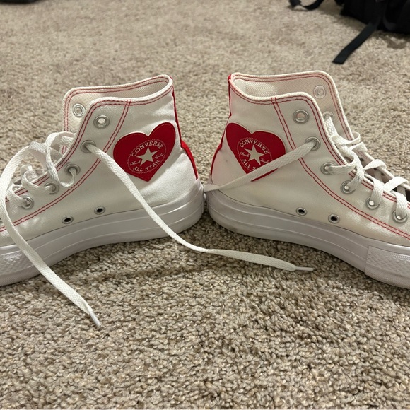 Converse White Platforms with Red Heart Accent - Picture 4 of 9